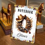 Gepersonaliseerd Maple Leaf Horse Theme Initial A5 Spiraal Journal Notebook met naam en 120 gelinieerde pagina's Verjaardagscadeau voor paardenliefhebbers vrienden