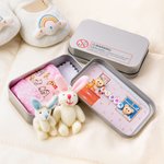 Personalisierte Mama und Baby Plüschhasen in Blechdose | mit Namensperlen | Mini Kuschelset | Trostspender | Ostern Geburtstag Geschenk für Kinder