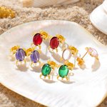 Boucles d’Oreilles Personnalisées avec Pierre de Naissance en Forme de Tortue Fine et Mignonne Cadeau Anniversaire pour Femme Fille