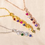 Personalized Minimalist Family 2-8 Heart Shaped Birthstones Necklace with Engraved Names Mother's Day Birthday Gift for Women Mom