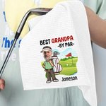Personalized Funny Cartoon Golf Player Face Photo Absorbent Waffle Sport Towel with Name Title Hanging Clip Workout Birthday Gift for Golf Lover