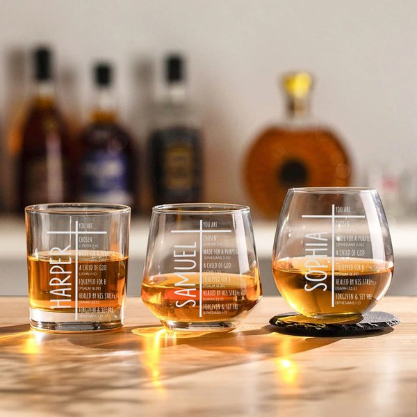 Gepersonaliseerd Kruis Bijbelglas met Naam Religieus Viering Vaderdag Cadeau voor Christenen