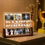 Personalisiertes 6 Foto-Collage Fußball Team Acryl LED-Nachtlicht mit Text Holzsockel Tischdeko Dankeschön Geburtstag Geschenk für Trainer Sportfans