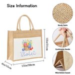 Personalised Floral Yarn Basket Canvas Pocket Jute Tote Bag with Name Birthday Gift for Crocheter Knitting Lovers