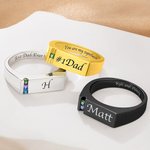 Personalised 1-6 Birthstones Men Ring with Engraved Text Family Jewellery Father's Day Birthday Gift for Dad Grandpa