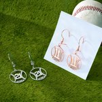 Personalized Baseball Silhouette Earrings with Number and Engraved Name Game Day Team Birthday Gift for Baseball Mom Athlete