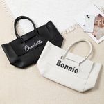 Personalized Minimalist Large Capacity PU Leather Tote Bag with Name Daily Commuter Outing Accessory Birthday Gift for Women