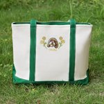 Personalized Embroidered Floral Pet Face Photo Waterproof Large Tote Bag with Name Travel Accessories Birthday Gift for Cat Dog Mom Women