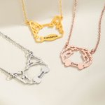 Personalisierte zierliche niedliche Hund Katze Ohren Halskette mit Namen Jahrestag Geburtstag Geschenk für Hund Katze Besitzer