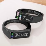 Personalised 1-6 Birthstones Men Ring with Engraved Text Family Jewellery Father's Day Birthday Gift for Dad Grandpa