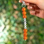 Porte-Clés Personnalisé avec Perles à Monogramme et Texte Cadeau Anniversaire Équipe pour Amoureux du Basket-ball Adolescents