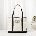 Personalized Embroidered Floral Pet Face Photo Waterproof Large Tote Bag with Name Travel Accessories Birthday Gift for Cat Dog Mom Women