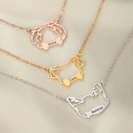 Personalisierte zierliche niedliche Hund Katze Ohren Halskette mit Namen Jahrestag Geburtstag Geschenk für Hund Katze Besitzer