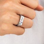 Personalised 1-6 Birthstones Men Ring with Engraved Text Family Jewellery Father's Day Birthday Gift for Dad Grandpa