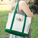 Personalized Embroidered Floral Pet Face Photo Waterproof Large Tote Bag with Name Travel Accessories Birthday Gift for Cat Dog Mom Women