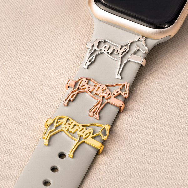Personalised Minimalist Horse Silhouette Watch Band Charm with Name Pet Party Anniversary Birthday Gift for Horse Lovers