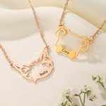 Personalisierte zierliche niedliche Hund Katze Ohren Halskette mit Namen Jahrestag Geburtstag Geschenk für Hund Katze Besitzer