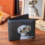 Gepersonaliseerde Portretschilderij stijl heren portemonnee met naam en meerdere kaart sleuven Vaderdag verjaardagscadeau voor kat hond huisdier Lover