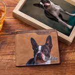 Gepersonaliseerde Portretschilderij stijl heren portemonnee met naam en meerdere kaart sleuven Vaderdag verjaardagscadeau voor kat hond huisdier Lover