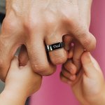 Personalised 1-6 Birthstones Men Ring with Engraved Text Family Jewellery Father's Day Birthday Gift for Dad Grandpa