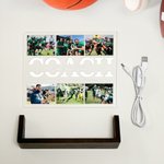 Personalisiertes 6 Foto-Collage Fußball Team Acryl LED-Nachtlicht mit Text Holzsockel Tischdeko Dankeschön Geburtstag Geschenk für Trainer Sportfans