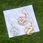 Personalized Baseball Silhouette Earrings with Number and Engraved Name Game Day Team Birthday Gift for Baseball Mom Athlete