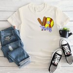 Gepersonaliseerd Retro Honkbal Softbal Multicolor T-shirt Sweatshirt met Naam en Nummer Speldag Verjaardagscadeau voor Balsportliefhebbers