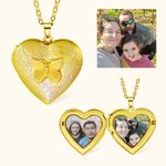 Personalised Purple Heart Photo Necklace with Butterfly for Mother Wife Jewellery Gift