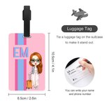 Personalized Multicolor Shadow Monogram Stripe Cartoon Character Luggage Tag Travel Accessories Birthday Gift for Family Kids