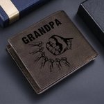 Personalizado papá puño golpe foto de familia de cuero de la PU Billetera Bifold con 1-16 nombres grabados y ranuras para tarjetas de cumpleaños Día del Padre de regalo para el abuelo papá