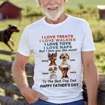 Felpa personalizzata Happy Father's Day 3D Cartoon Dog Soft T-shirt con nome Regalo di compleanno per la festa del papà per gli amanti degli animali.