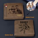 Personalizado papá puño golpe foto de familia de cuero de la PU Billetera Bifold con 1-16 nombres grabados y ranuras para tarjetas de cumpleaños Día del Padre de regalo para el abuelo papá
