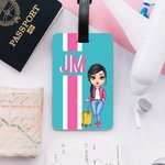 Personalized Multicolor Shadow Monogram Stripe Cartoon Character Luggage Tag Travel Accessories Birthday Gift for Family Kids