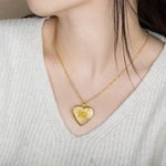 Personalised Purple Heart Photo Necklace with Butterfly for Mother Wife Jewellery Gift