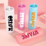 Personalized Multicolor Daisy Name 16 oz Matte Tumbler with Straw Travel Beach Party Accessories Birthday Gift for Women Girls