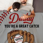 Personalized Baseball Glove 1-8 Names Multicolor Soft Throw Blanket with Title and Text Home Decor Birthday Gift for Baseball Lovers
