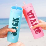 Personalized Multicolor Daisy Name 16 oz Matte Tumbler with Straw Travel Beach Party Accessories Birthday Gift for Women Girls