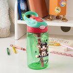 Personalized Cute Bow Hat Highland Cow 16 oz Kid Water Bottle with Name and Handle Silicone Straw Back to School Birthday Gift for Boys Girls