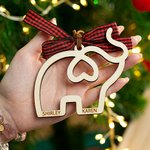 Personalized Wooden Heart Elephant Sisterhood Ornament with Names Friendship Keepsake Birthday Christmas Gift for Sisters Best Briends