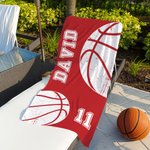 Toalla de playa personalizada de gran tamaño y secado rápido con temática de baloncesto y fútbol regalo para amantes de los deportes