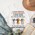 Felpa personalizzata Happy Father's Day 3D Cartoon Dog Soft T-shirt con nome Regalo di compleanno per la festa del papà per gli amanti degli animali.