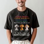 Felpa personalizzata Happy Father's Day 3D Cartoon Dog Soft T-shirt con nome Regalo di compleanno per la festa del papà per gli amanti degli animali.