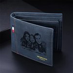 Personalizado papá puño golpe foto de familia de cuero de la PU Billetera Bifold con 1-16 nombres grabados y ranuras para tarjetas de cumpleaños Día del Padre de regalo para el abuelo papá