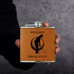 Personalised Birdie Juice Swing Golfer Portable PU Leather 6 oz Liquor Hip Flask with Name Father's Day Birthday Gift for Groomsmen Golf Lovers