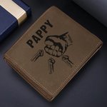 Personalizado papá puño golpe foto de familia de cuero de la PU Billetera Bifold con 1-16 nombres grabados y ranuras para tarjetas de cumpleaños Día del Padre de regalo para el abuelo papá