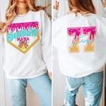 Personalised Baseball Softball Mama Ice Cream Drip Multicolour T-shirt Sweatshirt with Name and Number Game Day Birthday Gift for Ball Sport Lovers