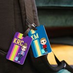 Personalized Multicolor Shadow Monogram Stripe Cartoon Character Luggage Tag Travel Accessories Birthday Gift for Family Kids