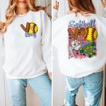 Gepersonaliseerd Retro Honkbal Softbal Multicolor T-shirt Sweatshirt met Naam en Nummer Speldag Verjaardagscadeau voor Balsportliefhebbers
