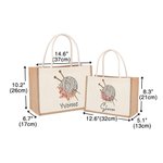 Personalized Birth Flower Knitting Needles Yarn Large Jute Tote Bag with Name Travel Accessories Birthday Holiday Gift for Knitting Lovers Women