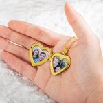 Personalised Purple Heart Photo Necklace with Butterfly for Mother Wife Jewellery Gift